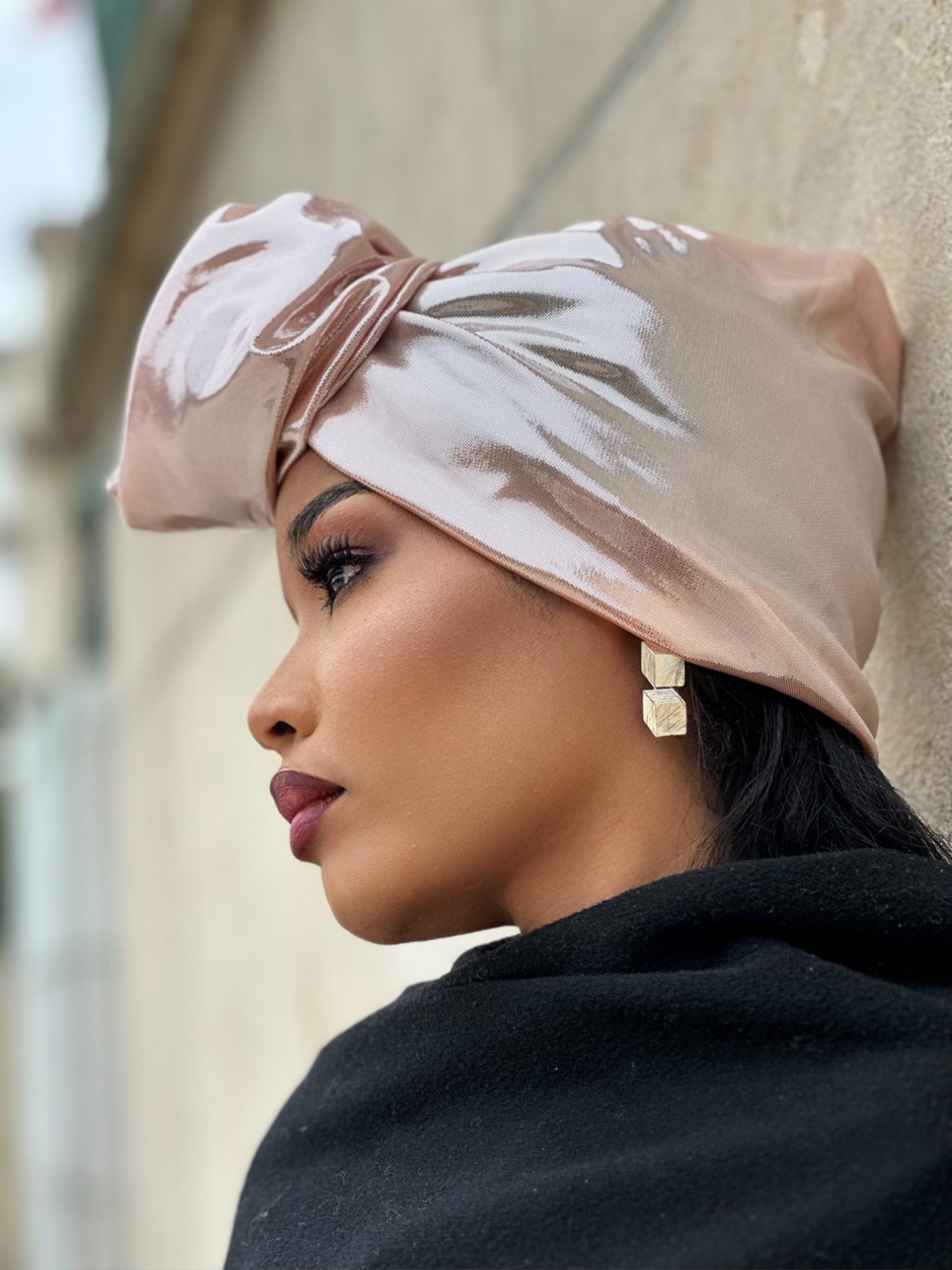 Turban la radieuse or rose - profil