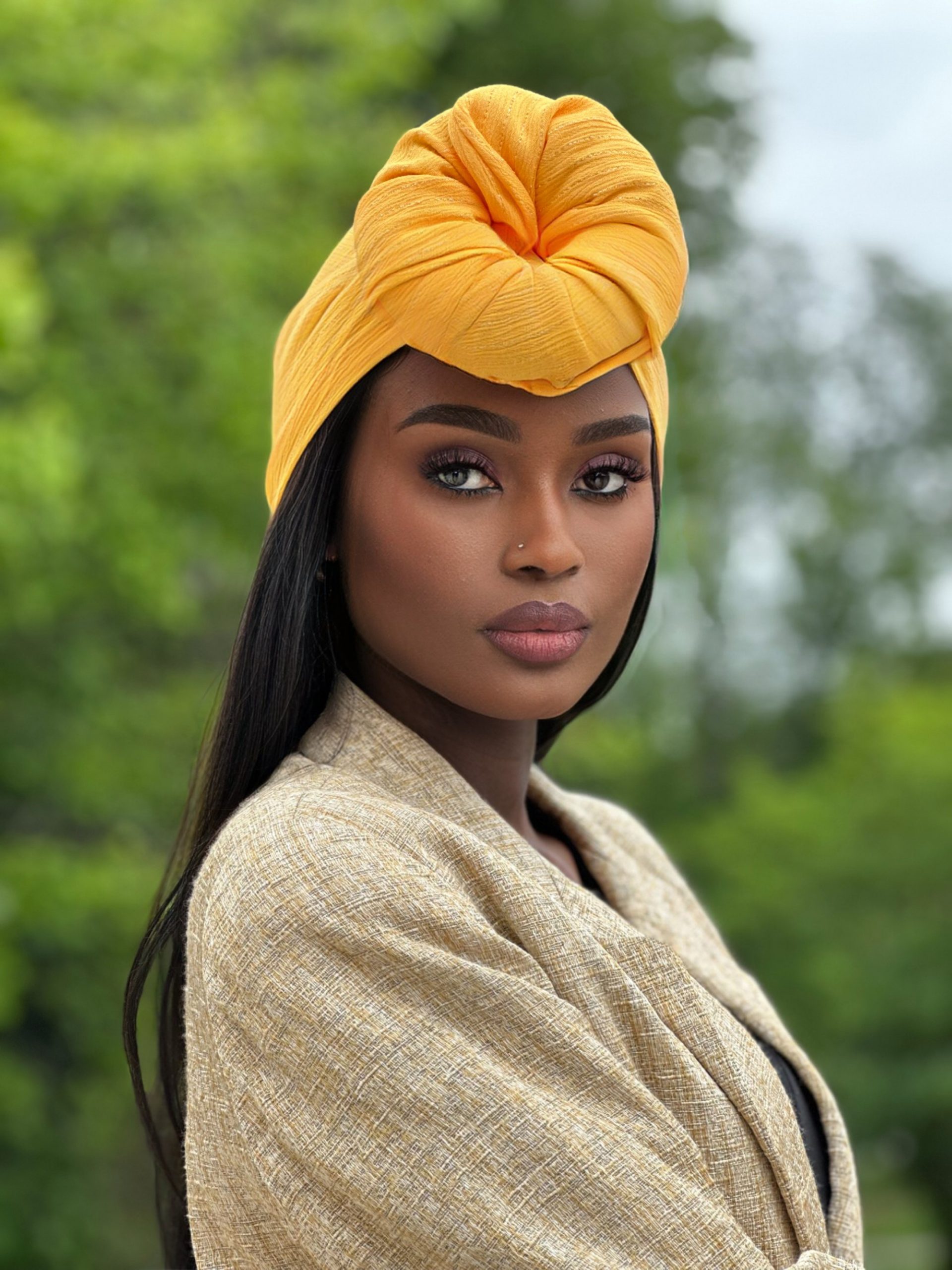 turban la tourbillonnante jaune face