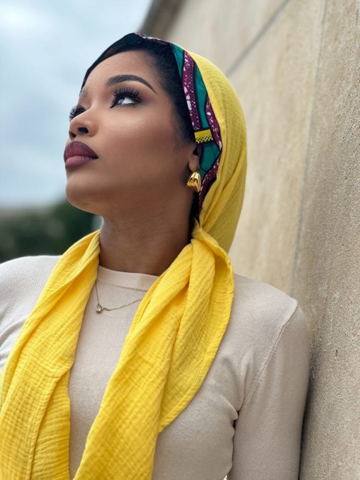 hijab jaune wax profil