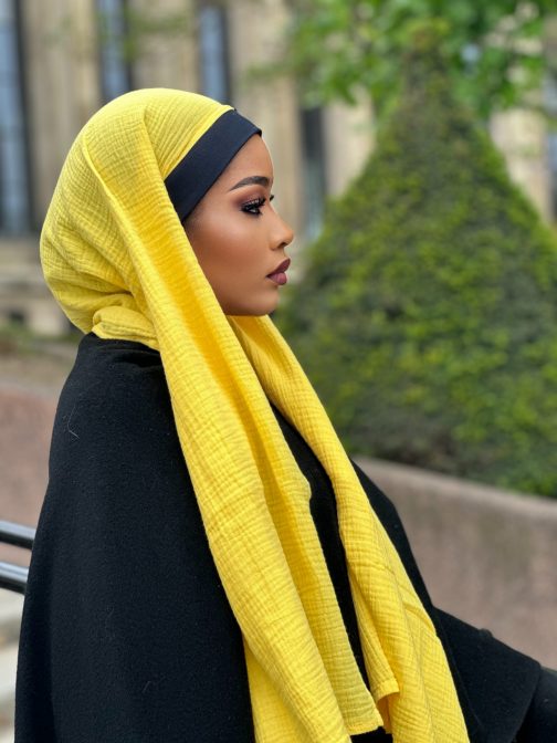 hijab-la pure noir-jaune profil
